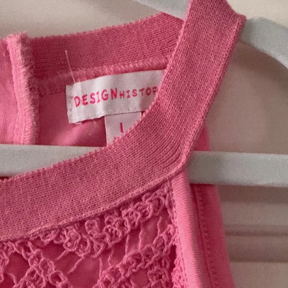 New Design History Girls Pink Crochet Dress Size L Large